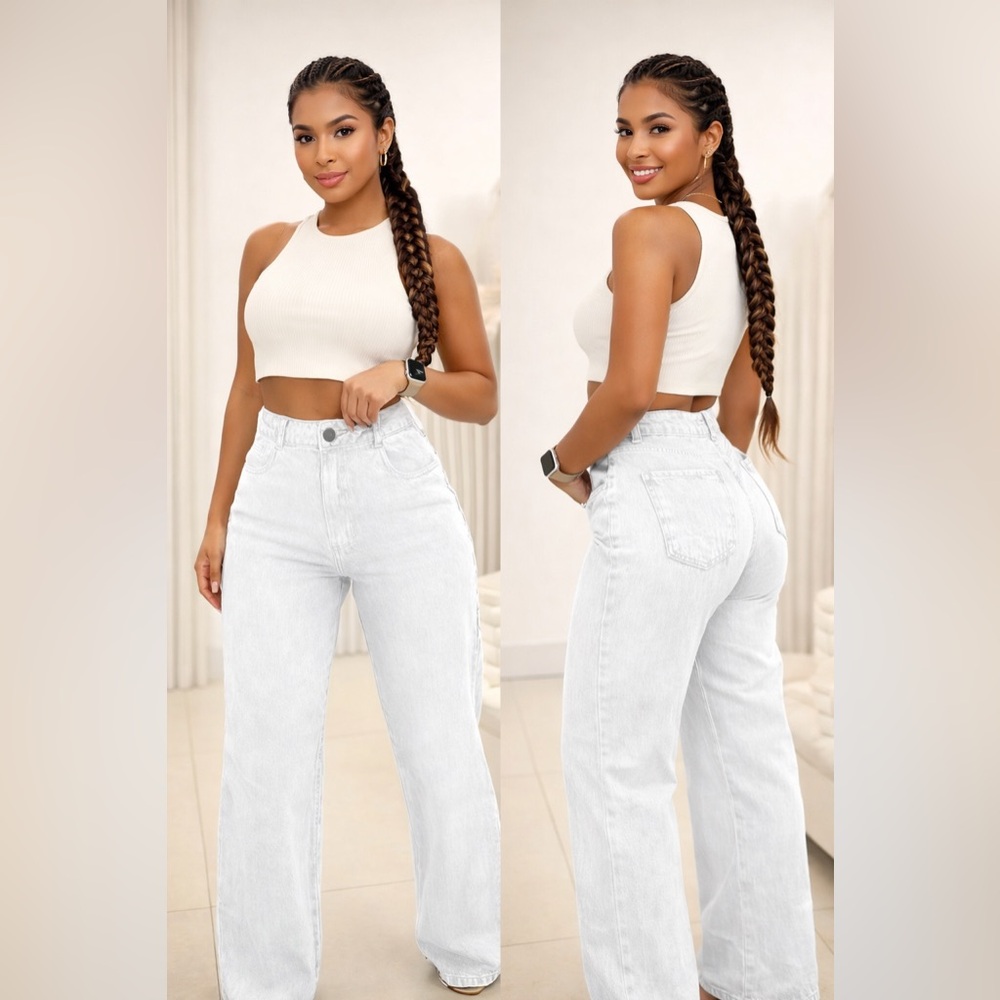 Off-White Boyfriend Jeans Women Size L | Straight Leg High Waist